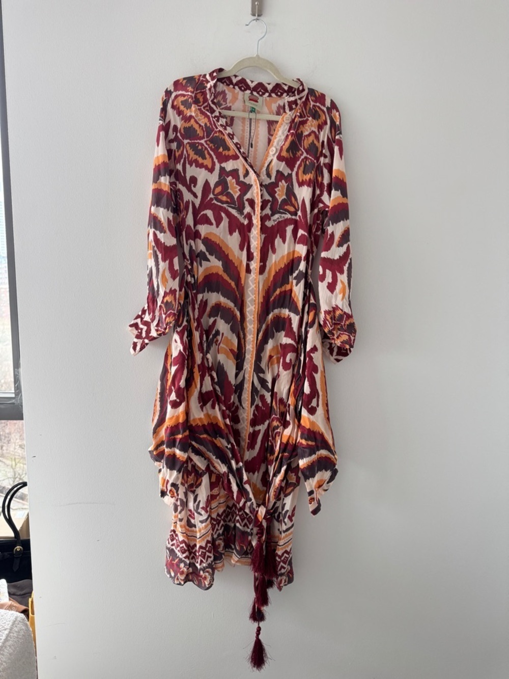 FARM RIO Tie Front Long Sleeve Shirtdress M - Picture 2 of 6